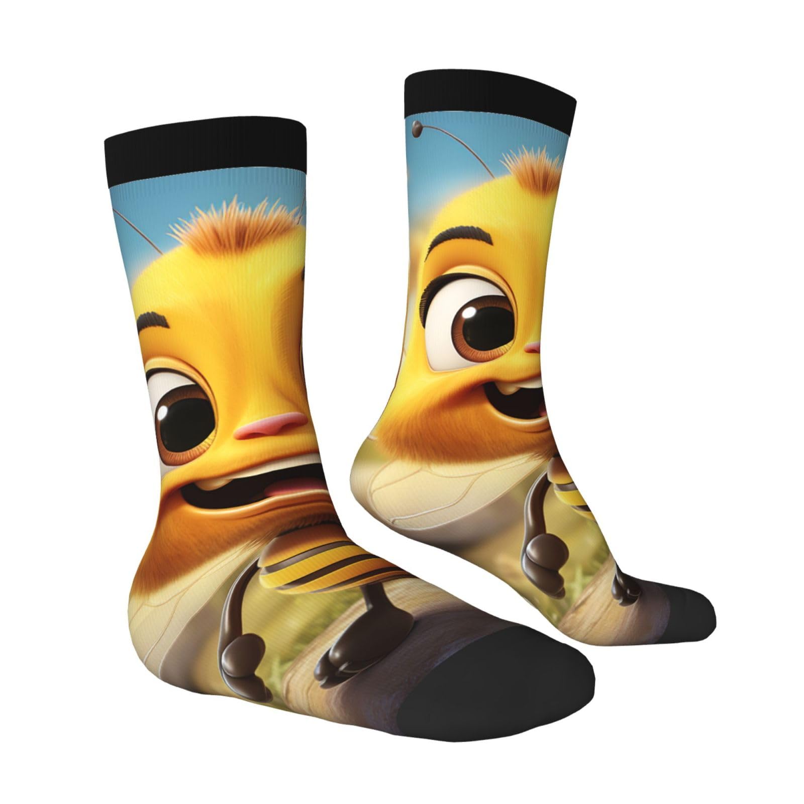LZQPOEAS Bee Athletic Socks Unisex Cushioned Crew Socks Hiking Running Calf Sock Soft Above Ankle Sock