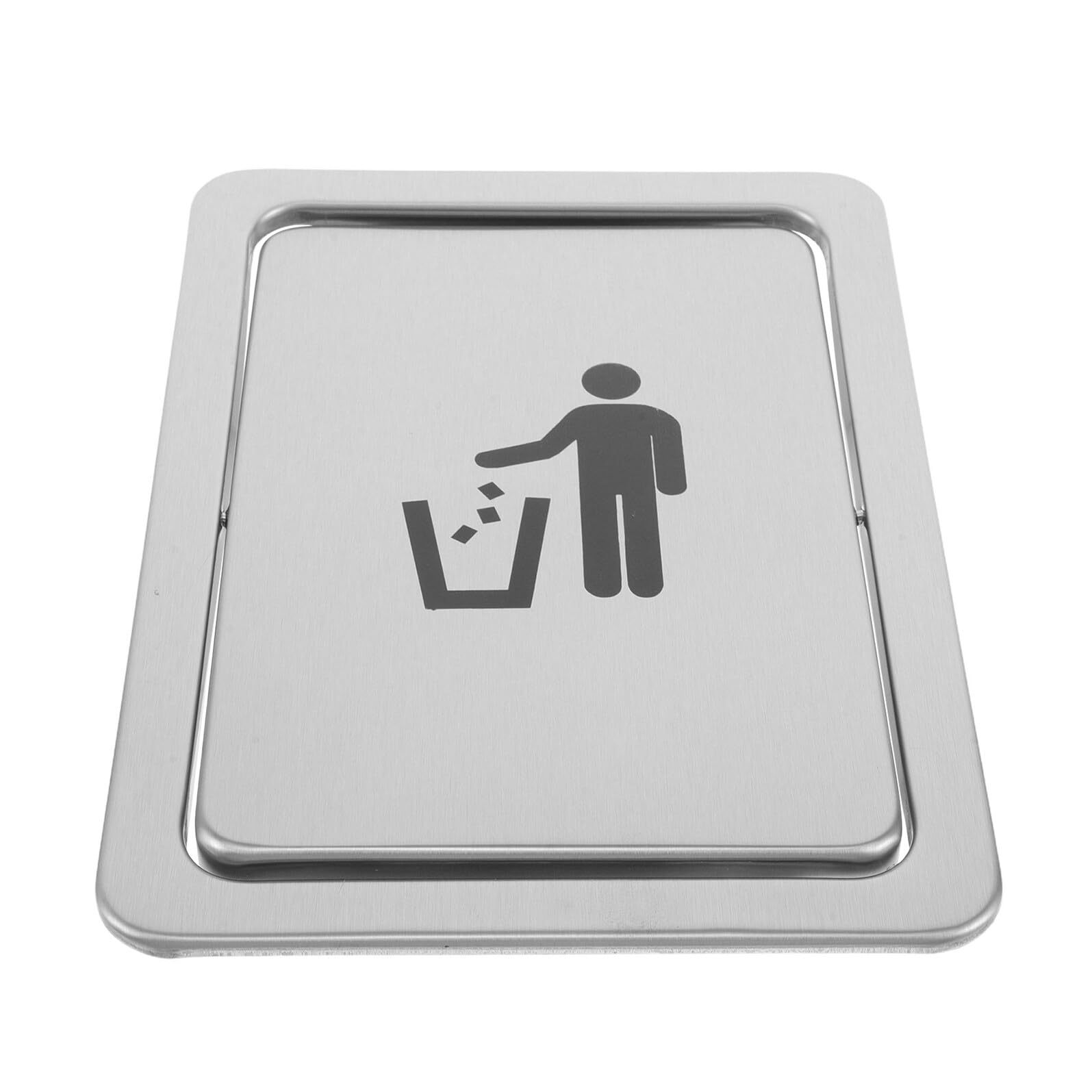 BETOOKY Coperchio Bidone Spazzatura Incassato in Acciaio Inox con Sportello Girevole e Logo Identificativo, Copertura per Rifiuti da Incasso su Piano di Lavoro, per Cucina e Bagno,