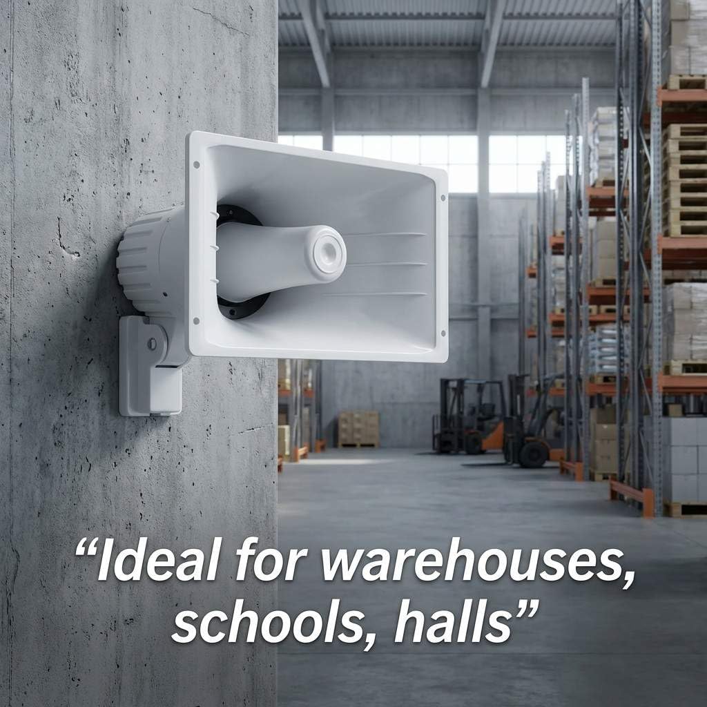 QWORK 50W 8 Ohm PA Horn Speaker – Clear Voice Projection for Warehouse, School & Workshop