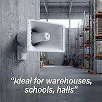 Vista 3 de QWORK Altavoz de bocina de alimentación, 50 W 8 ohmios altavoz PA interior/exterior, blanco