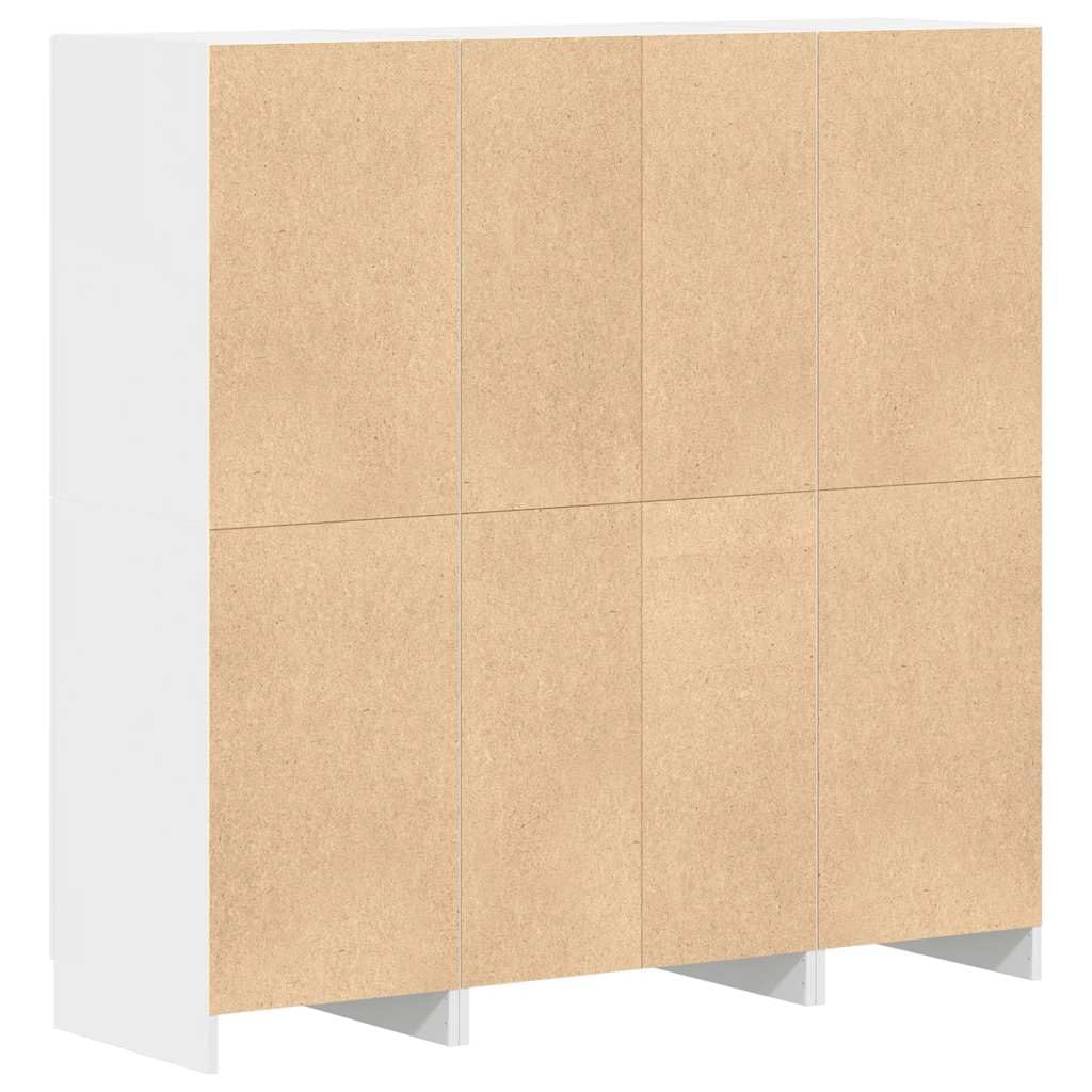 Juego de 3 piezas de armario de cocina en color blanco, moderno armario de almacenamiento de madera, cocina versátil con puertas y compartimentos abiertos, dimensiones 133 x 41,5 x 131,5 cm