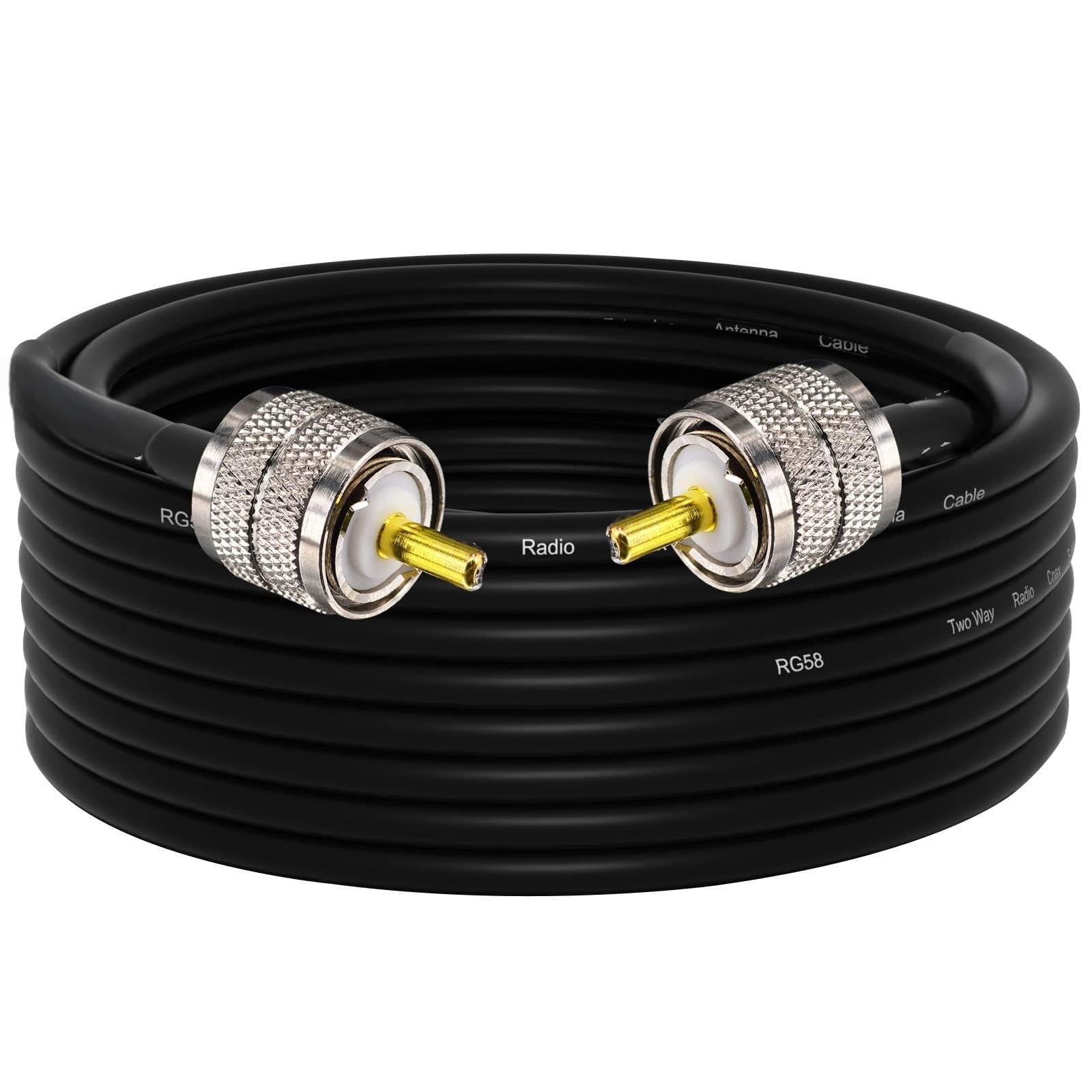 THE WHITE SHOP Coaxial Cable CB Coax Cable PL259 Coax Cable 50 Ohm RG58 Coaxial Cable UHF Male to Male Low Loss for HF VHF CB Radio Ham Radio SWR Meter Dummy Load,Antenna Analyzer(B)