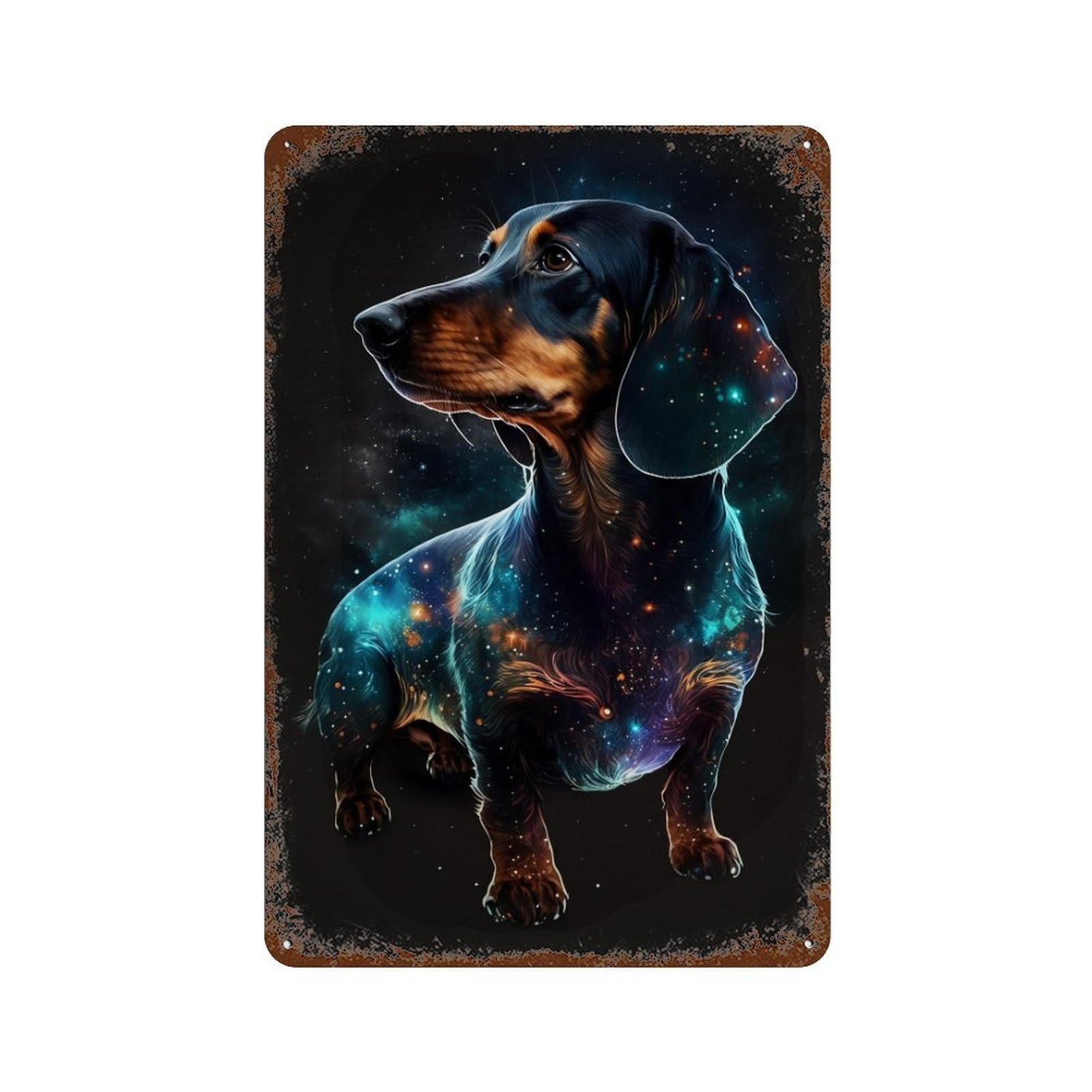 Cosmic Dachshund Art Print-5 Retro Metal Sign 11.8"x7.9", Ideal for Basement, Hobby Room And Garage Decor