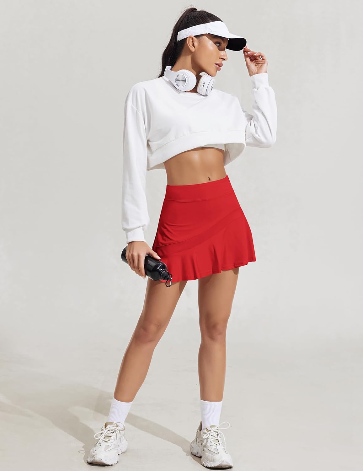 Ekouaer Womens Tennis Skirt Pleated Athletic Skort with Pocket Anti-Slip Strip High Waisted Ruffle Golf Skirts Workout Casual - Image 6