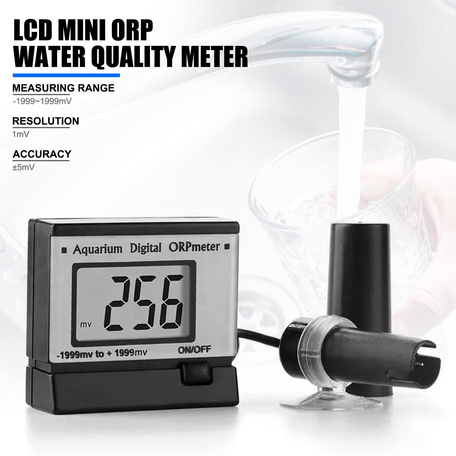 ORP-169F LCD Mini medidor de ORP Equipo de prueba de monitoreo Medidor de calidad del agua(European Plug)