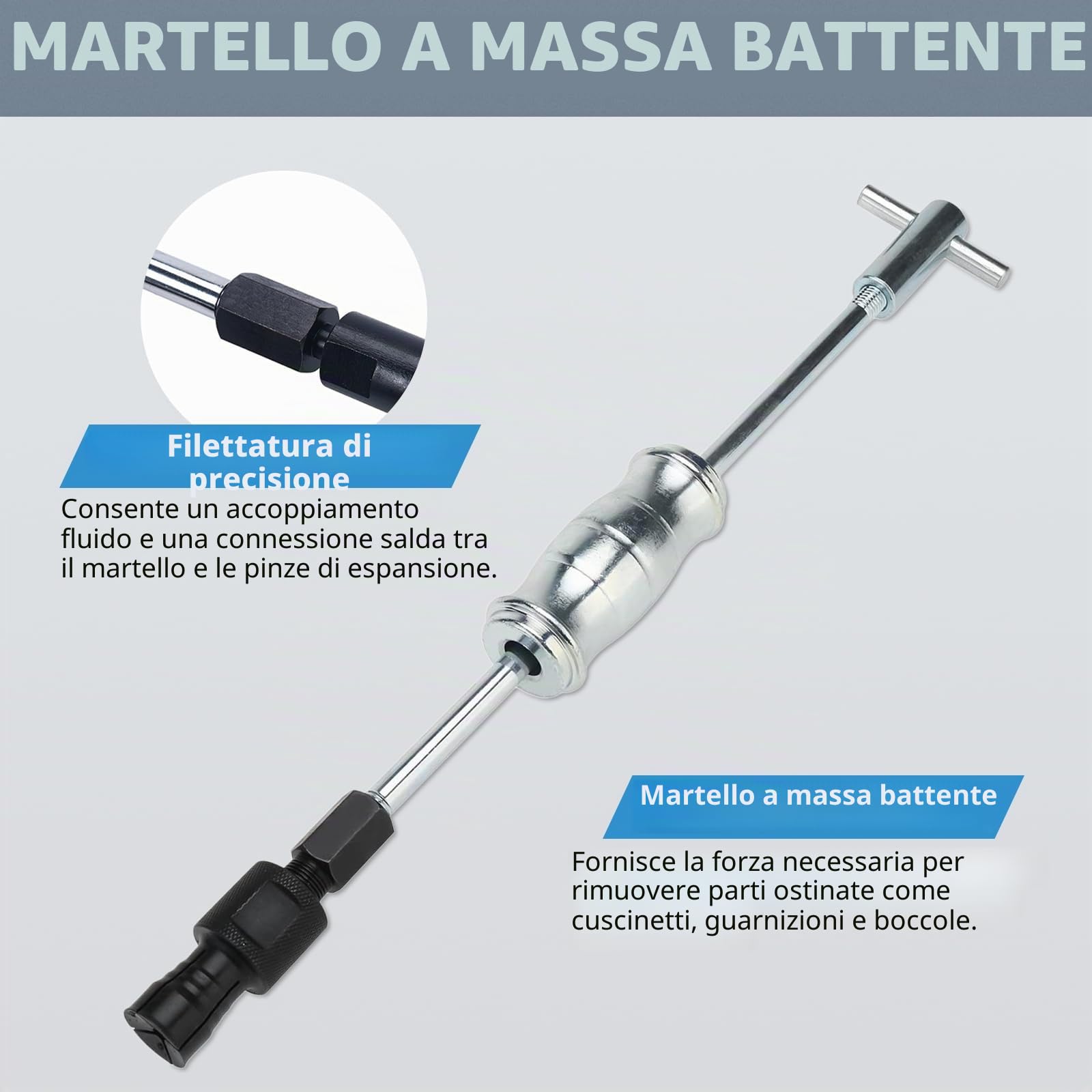 BOOMSTART Set di 9 estrattori per cuscinetti interni, 8 mm - 32 mm, estrattore per cuscinetti a sfera con martello scorrevole