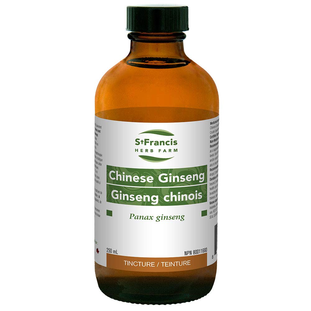 St Francis Herb Farm - Chinese Ginseng (Panax ginseng, root) Certified Organic Herbal Tincture Extract – traditionally used in Herbal Medicine as a supportive therapy for the promotion of healthy