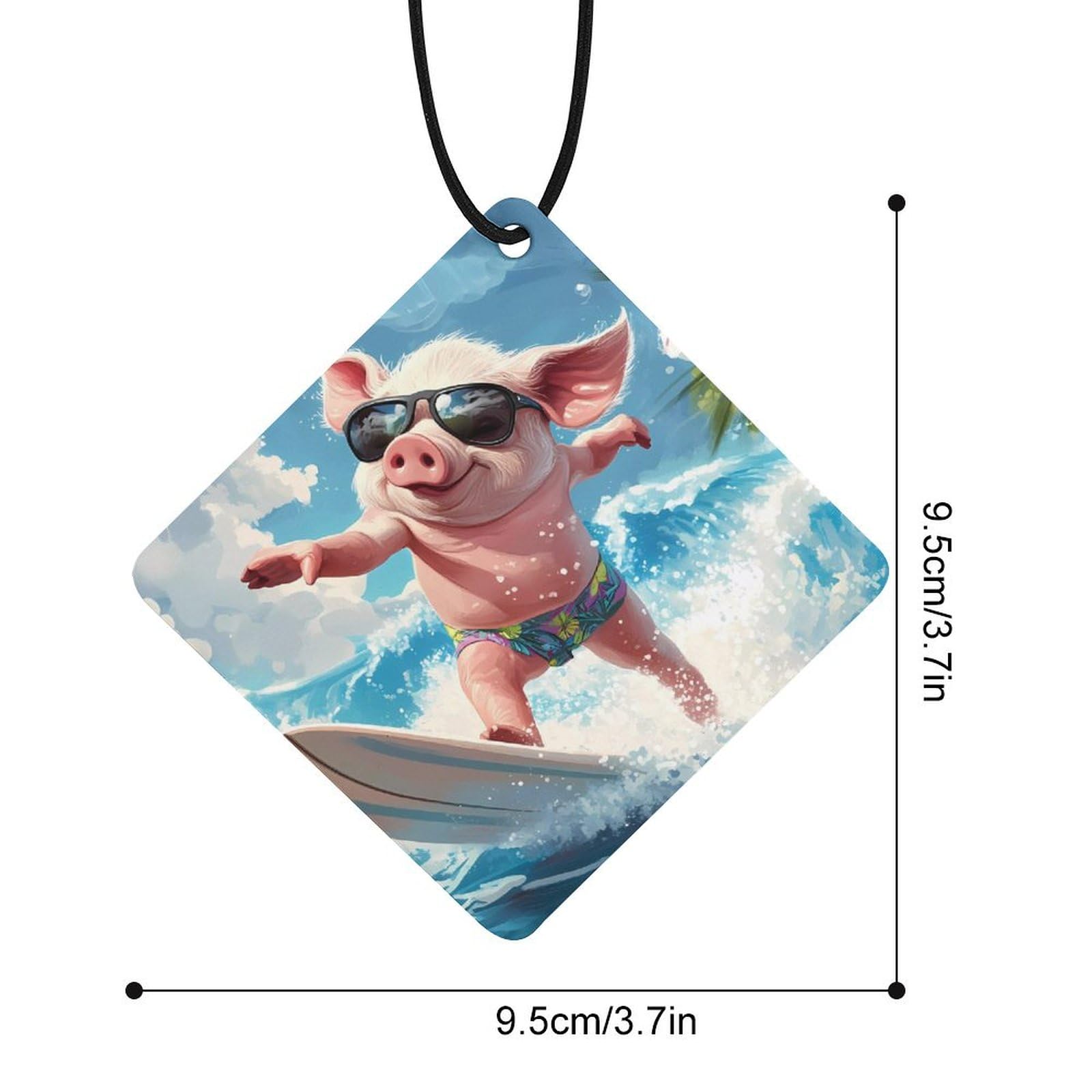 Pigs Surfing Car Air Freshener Hanging Aromatherapy Tablets for Car Accessories Rhombus