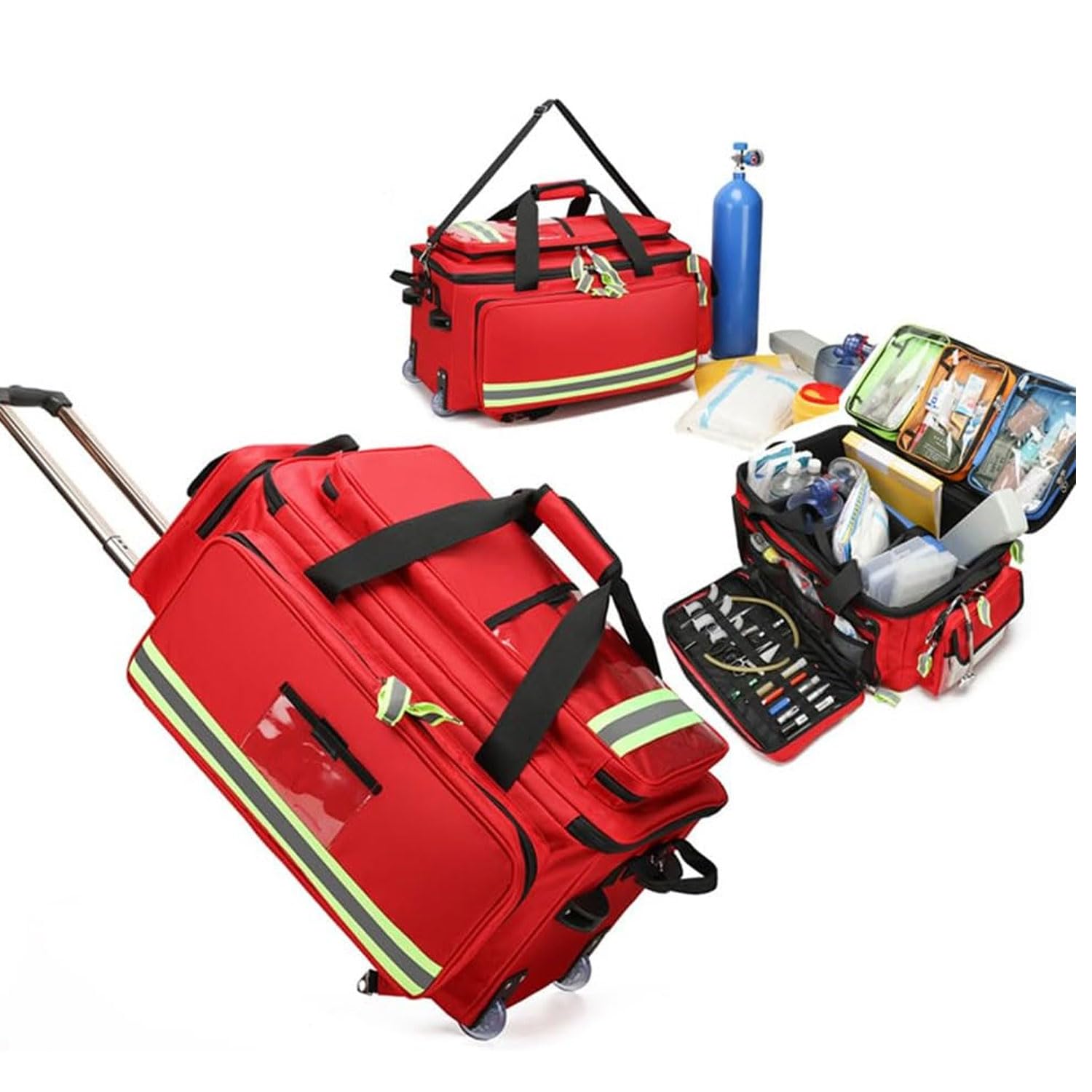 Bolsa De Primeros Auxilios De Gran Capacidad, Bolsa De Almacenamiento para Botiquines De Emergencia Médica, Botiquín Portátil con Compartimentos, Maletín Médico con Ruedas