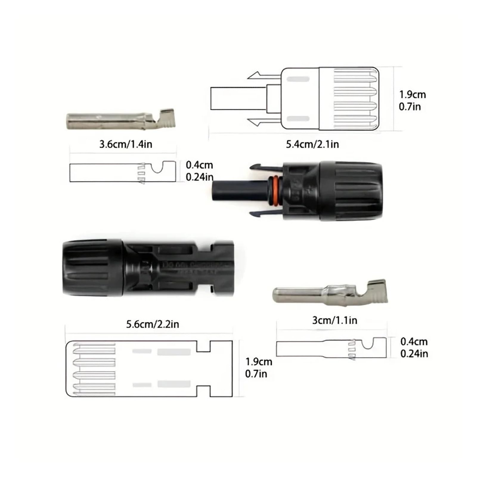 solar stecker 200/100/40/20/10 Pcs DC Solar Connector 1000V30A Panel Stecker Anschlüsse Kit for PV/MC Kabel 2.5/4/6mm2(60pcs(30pairs))
