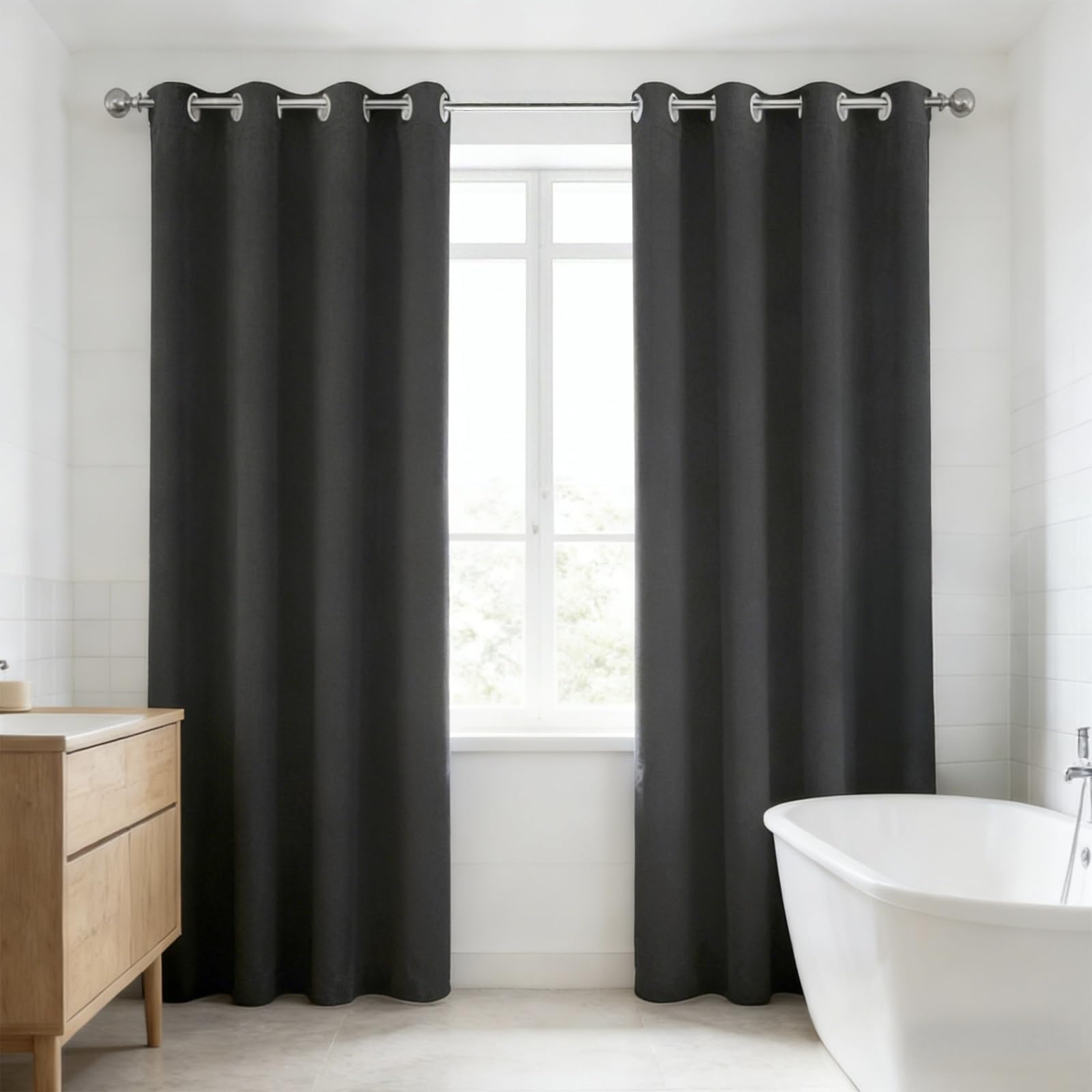 Rideau occultant thermique isolant gris tissu imperméable haute densité