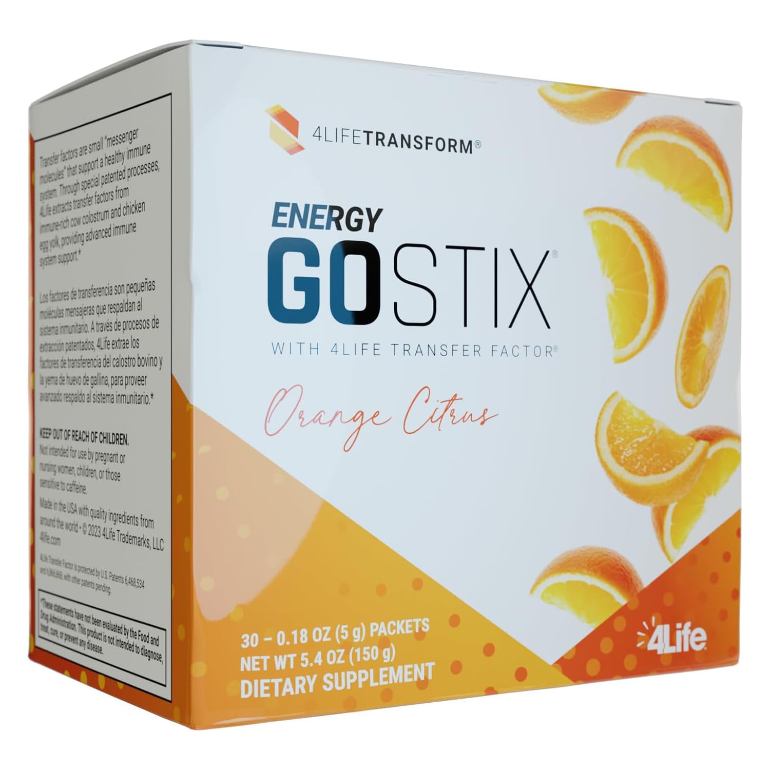 4Life Energy Go Stix, Healthy Energy Drink Mix, Caffeine from Guarana, Maca, Yerba Mate and Green Tea Leaf Extract, Orange Citrus Flavor - 30 Packets