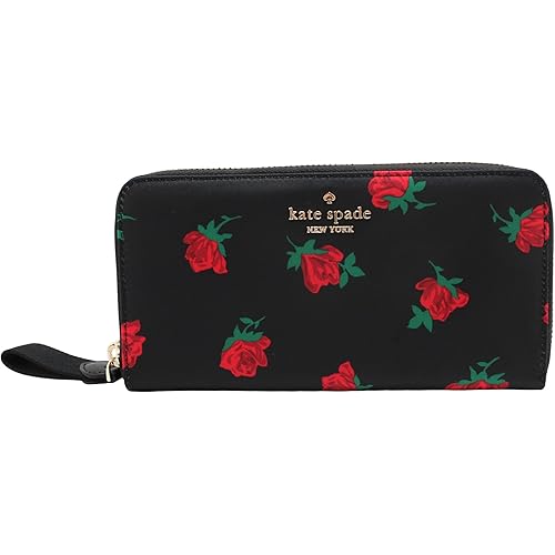 Kate Spade New York Chelsea Rose Toss Printed Large Continental Wallet Black Multi, KE616