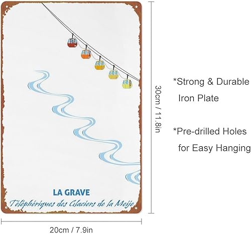 Hors piste La Grave physical culture Poster Signs 8 x 12 Inch Decor Funny Chic Art Wall Decort Home Yard Signs Bar Hotel Cafe Pub Indoor Outdoor