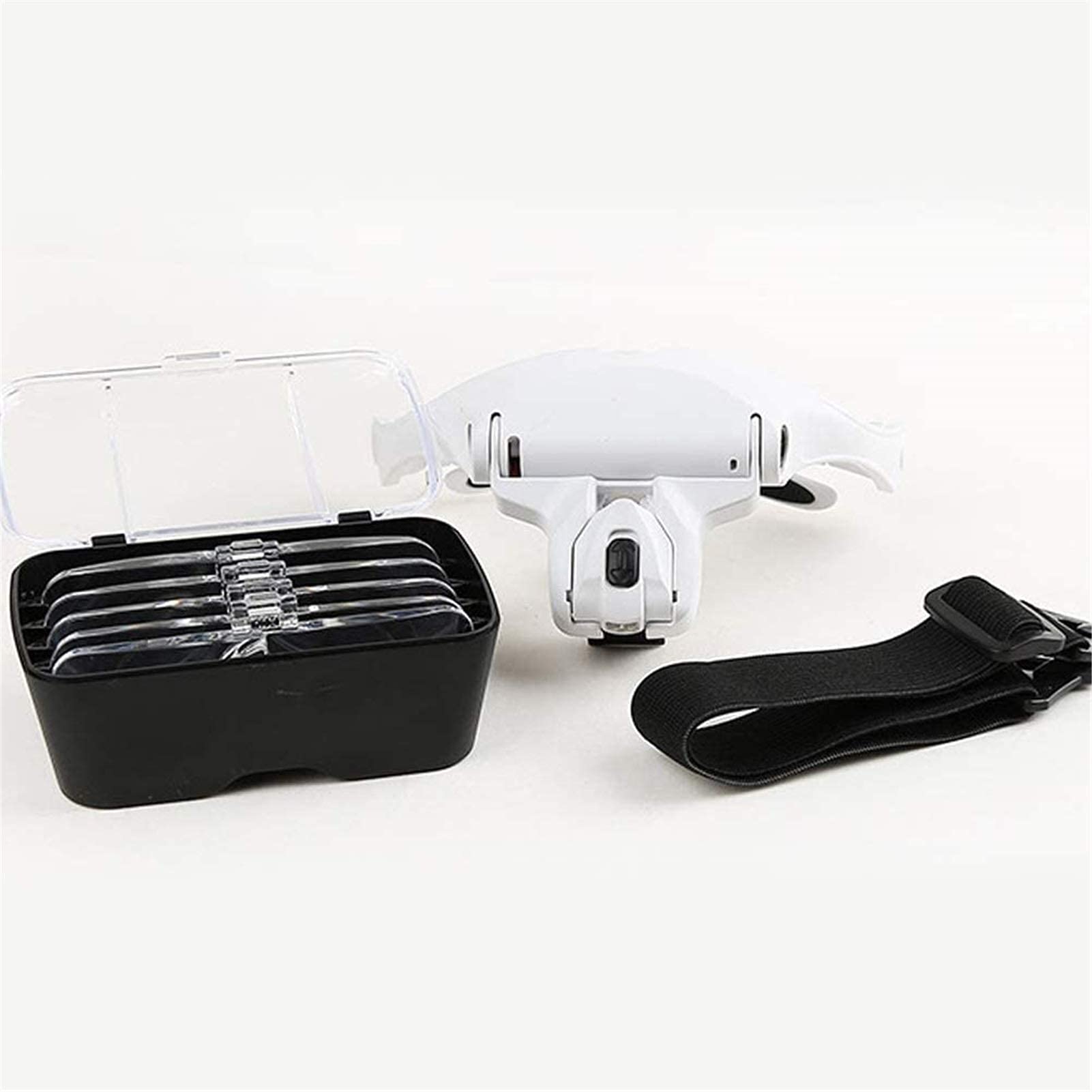 Kopfbandlupe, beleuchtete Kopfbandlupe mit LED-Licht, freihändige Lesebrille mit 5 abnehmbaren Linsen zum Lesen,