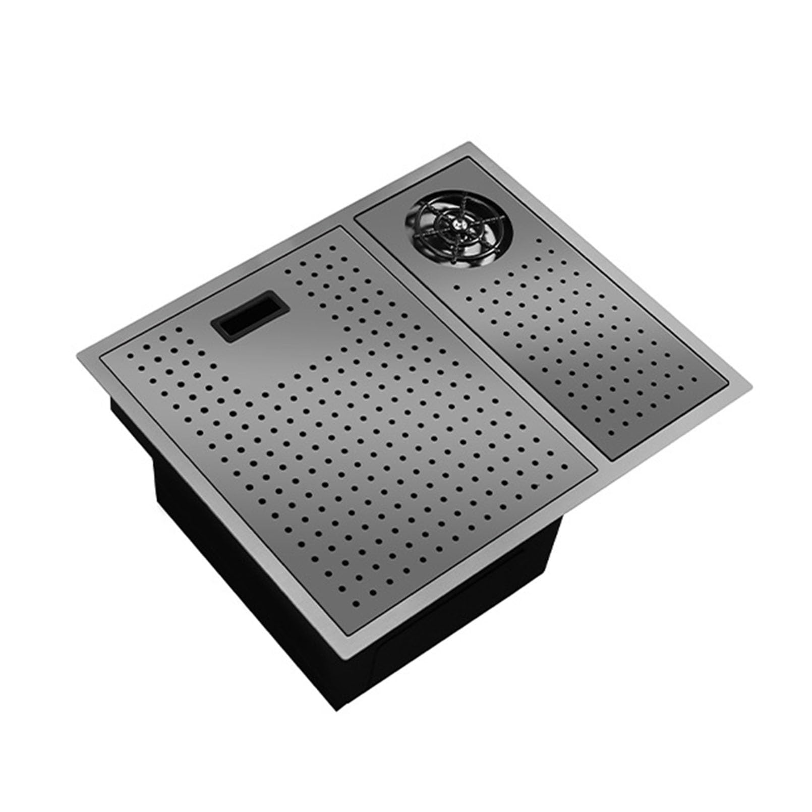 Poste de travail de cuisine encastré sous le comptoir évier simple bac en inox brossé 55cm