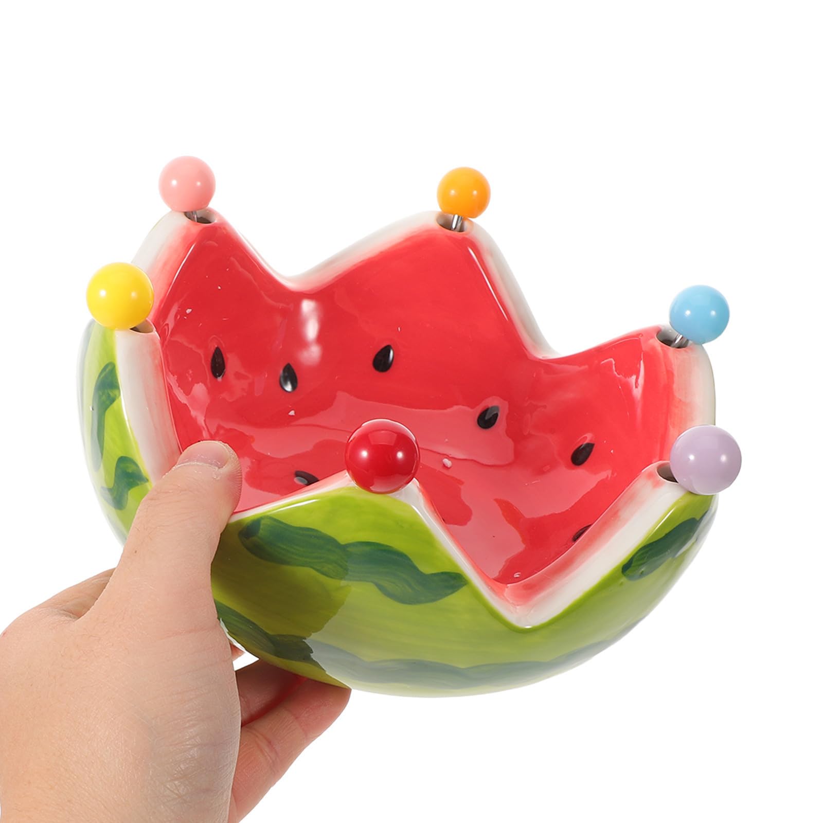 Artibetter Frutero Decorativo de Cerámica con Forma de Sandía y Tenedores
