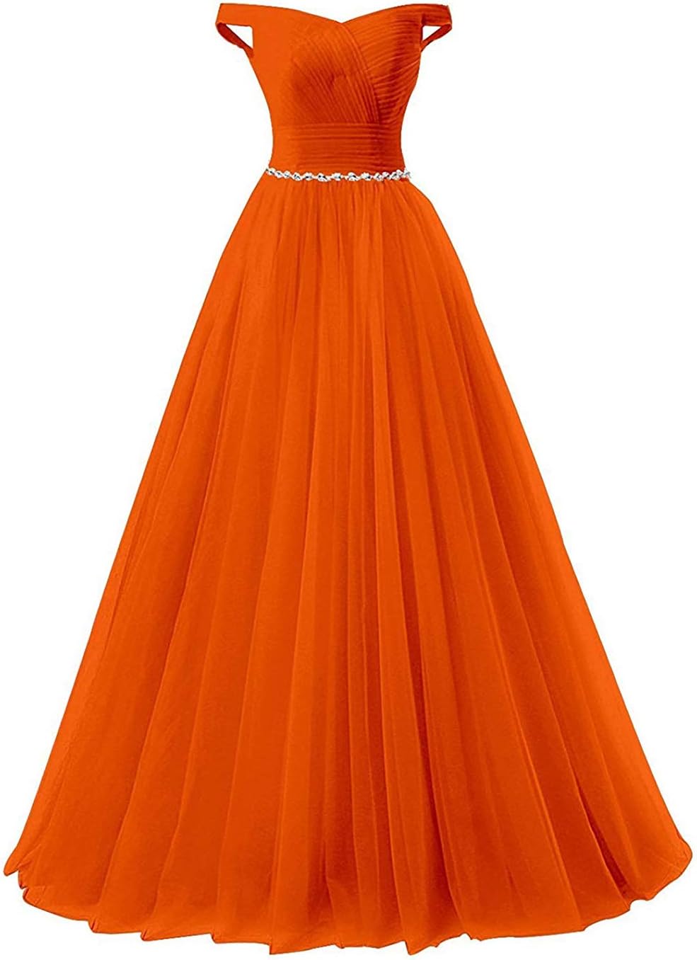 Prom Dress Tulle Formal Prom Dress Quinceanera Dress Crystal Beaded Ball Gown Orange