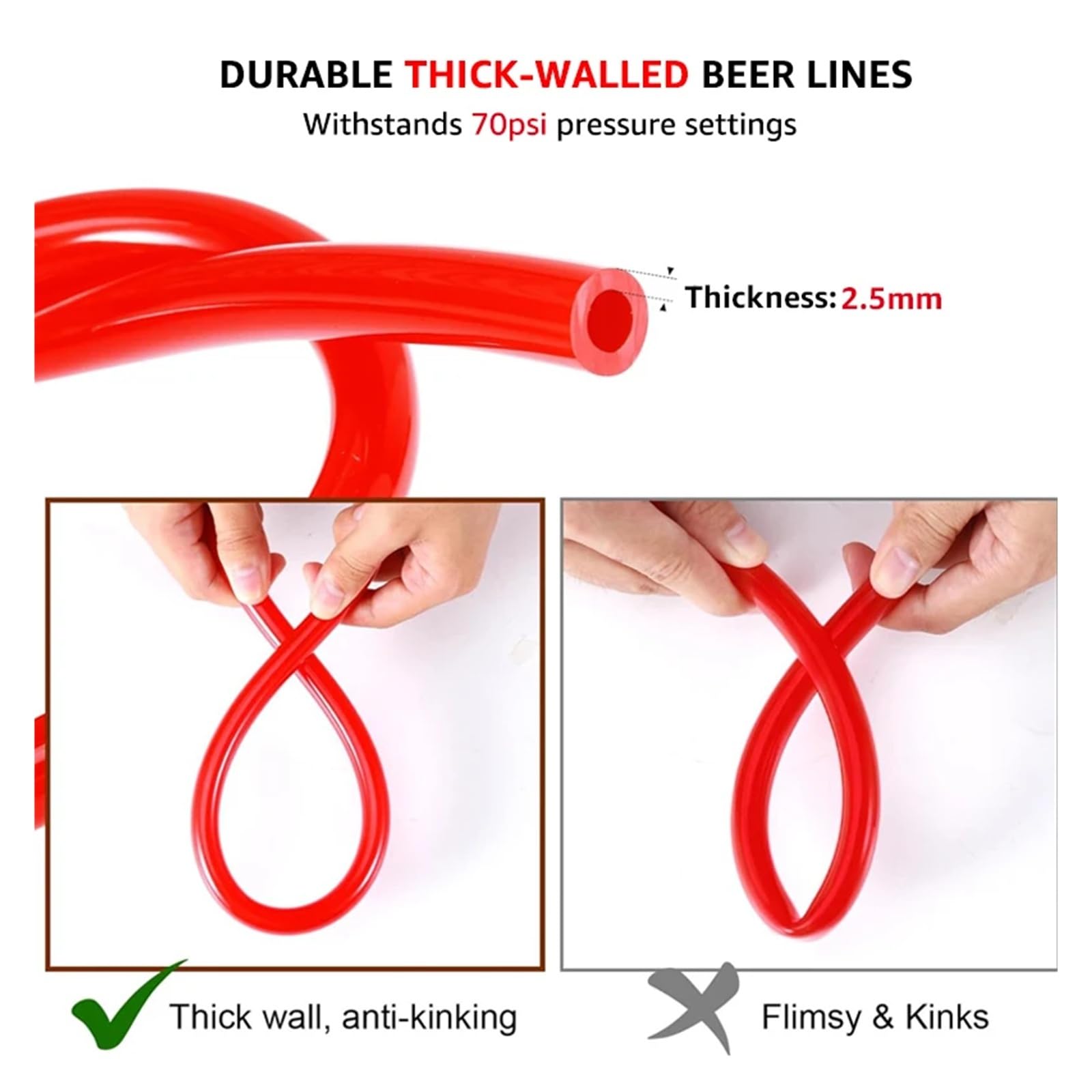 Accesorios de elaboración de cerveza, tubo flexible de PVC de 7 mm de diámetro interior y 5 metros de longitud para elaboración de cerveza y vino, dispensador de bebidas artesanales de alta resisten