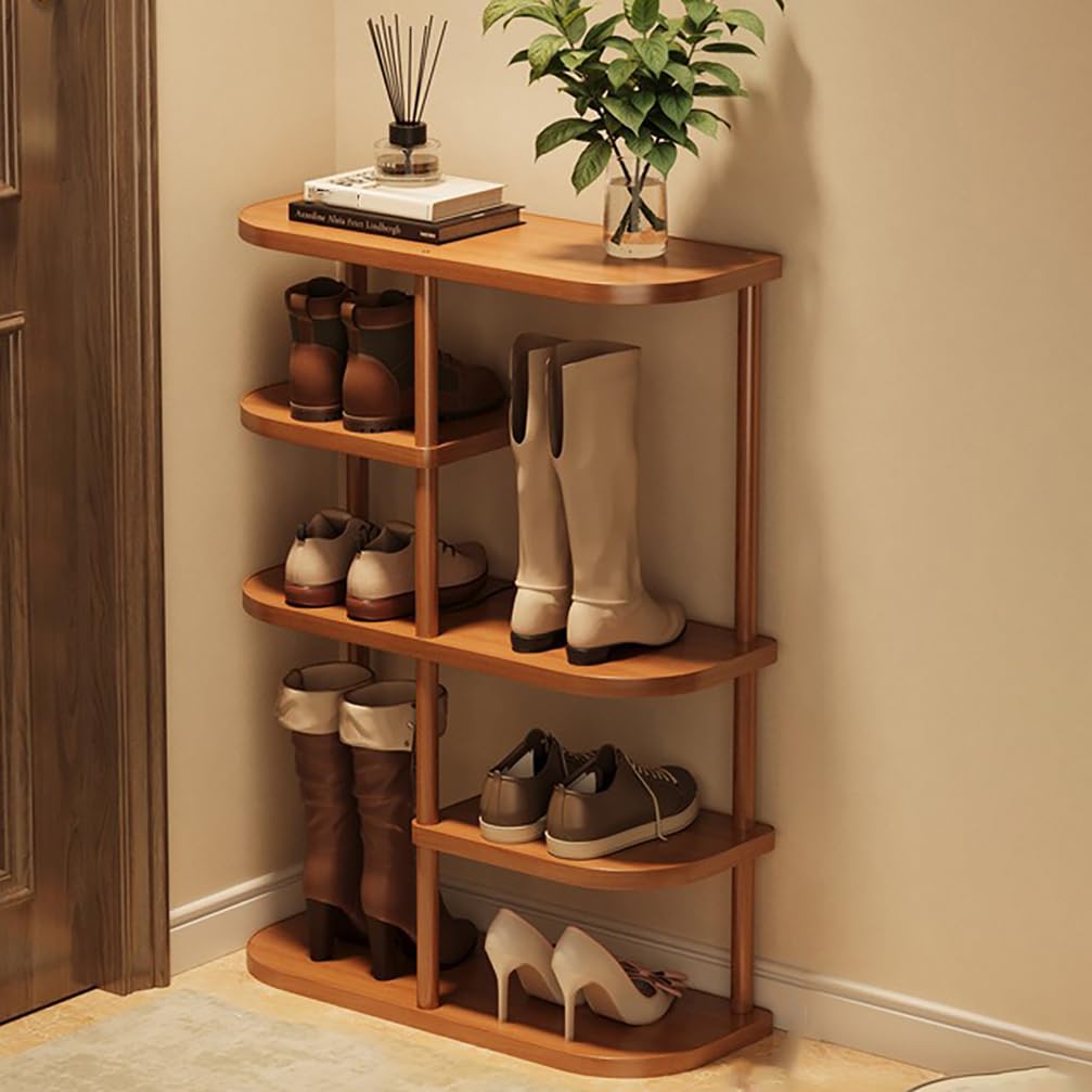 WYRNOBRX Bamboo Shoe Rack with Boot Compartments Simple Shoe Cabinet Narrow Storage Cabinet 3 Tier Zapatos for Home Entryway, Hallway, Furniture Entrance Holder,Natural/B