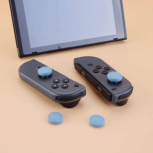 Vista 31 de eXtremeRate PlayVital - Tapas para joystick Switch Lite, tapa analógica de silicona para empuñaduras de pulgar OLED Joycon - Gris claro