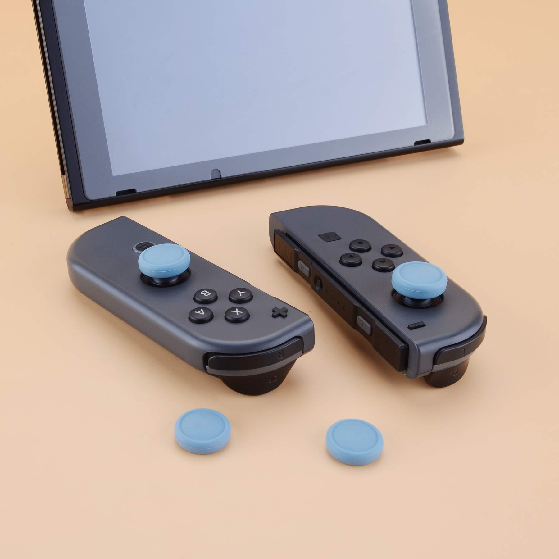 eXtremeRate PlayVital Thumb Grip Covers for Nintendo Switch, Switch Lite & OLED Joycon - Silicone Analog Thumbstick Grips - Airforce Blue — view 7
