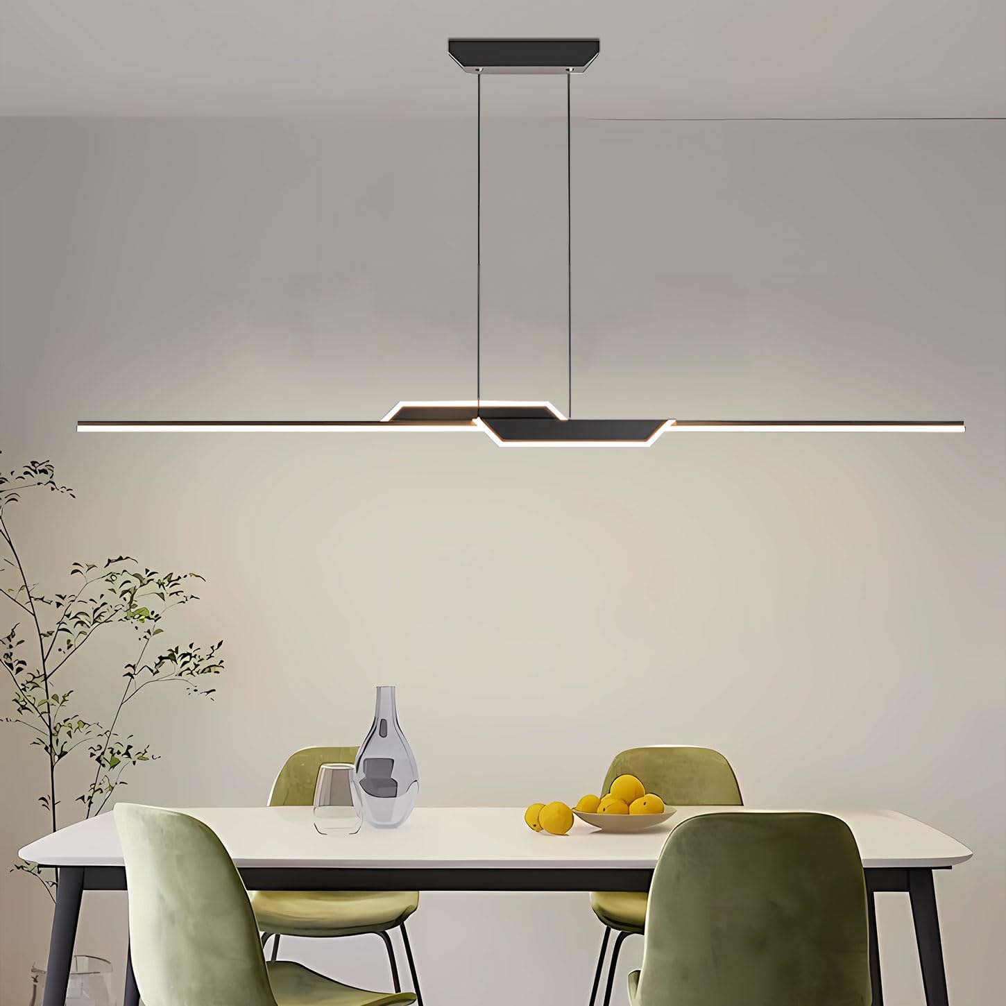 Lampada a sospensione moderna da 150 cm con telecomando, lampadario a LED per isola cucina, dimmerabile 3000-6000k, lampada moderna nera per cucina, tavolo da pranzo, studio (Nero, 150cm)