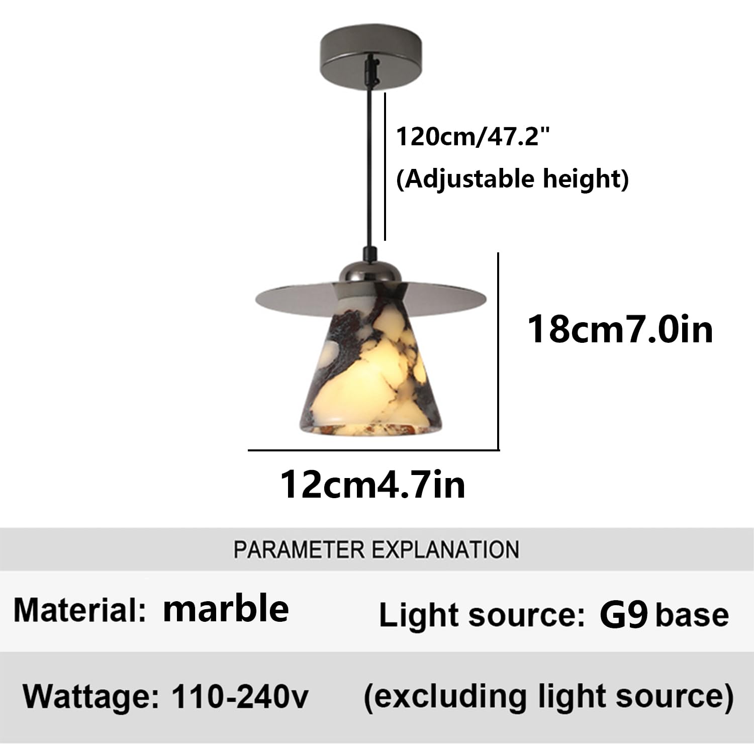 Lampada a sospensione in marmo naturale a con