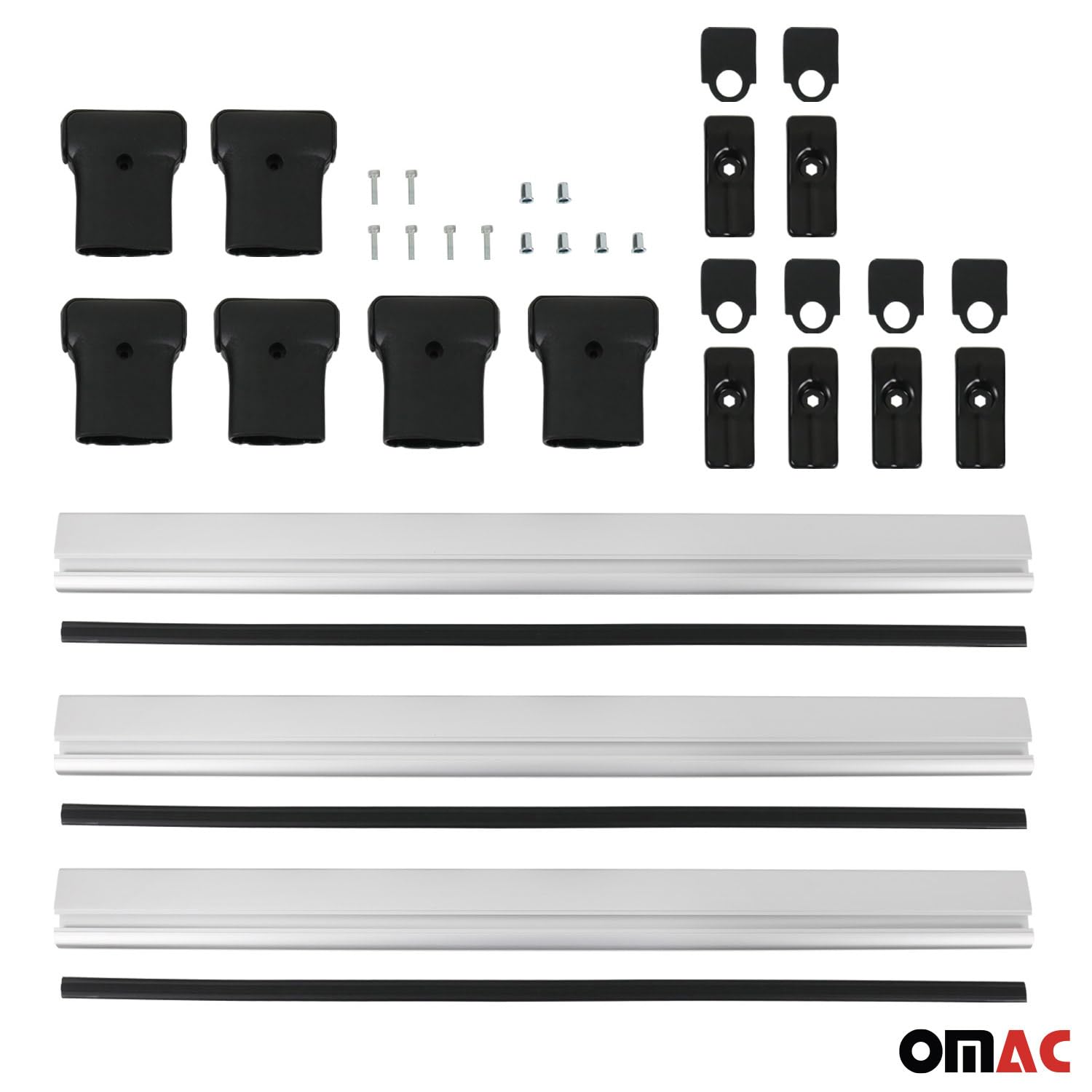 OMAC Barres de Toit en Aluminium pour Mercedes Viano Vito W638 W639 W447 1996-2026 – Charge Max 75 kg – 3 Barres Argent
