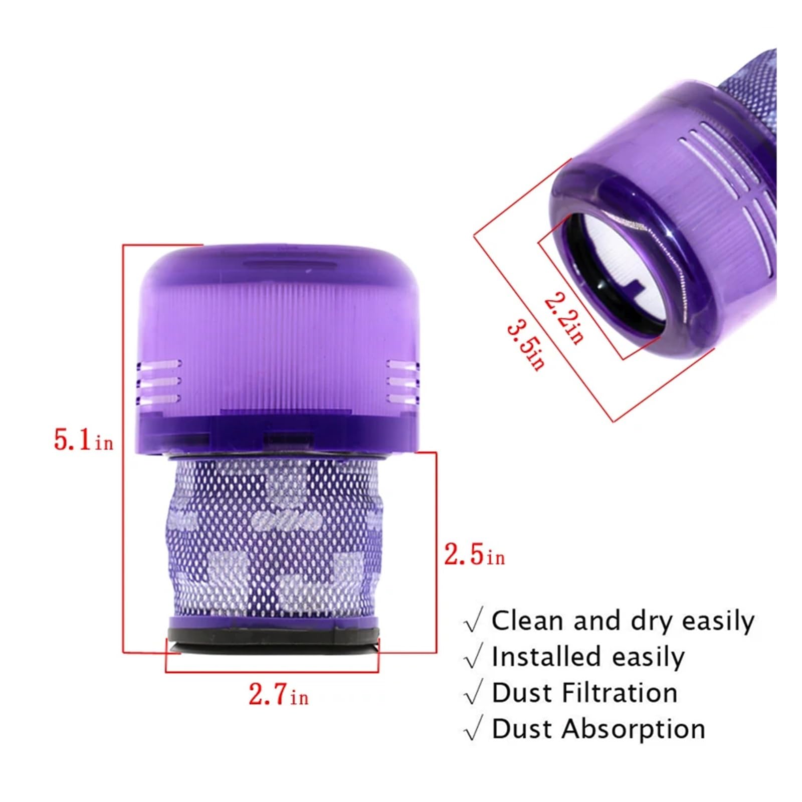 , Compatible con Dyson V11 Animal / V11 Torque Drive / V15 Detect Accessories, Compatible con Dyson, Repuestos de aspiradora con filtro ciclónico(8pcs)