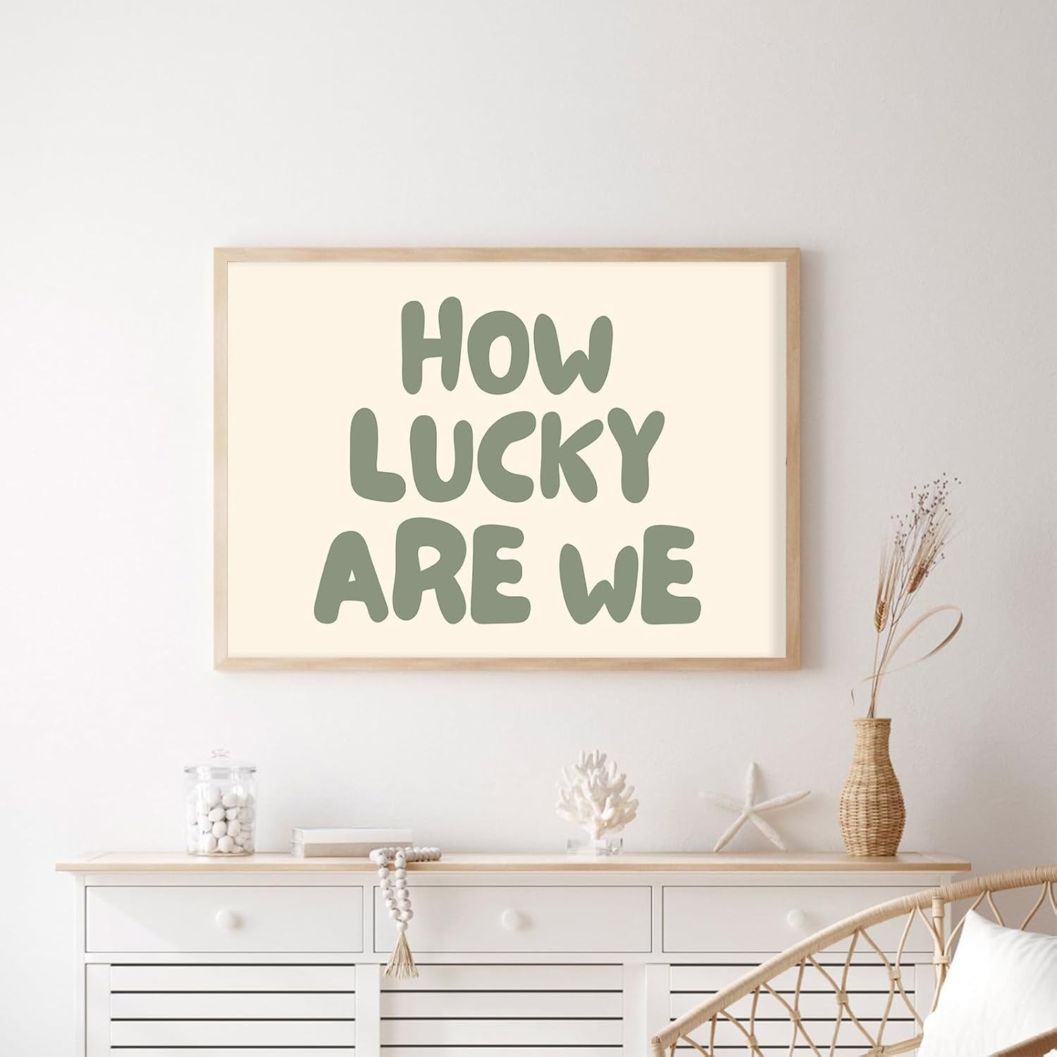 KAQNMY Minimalist Wall Art Poster Warm Healing and Cozy Home Decor Print Retro Aesthetic Print How Lucky Are We Poster for Living Room Bedroom Dorm Apartment Office 16x24 Inch UnFramed Decor - Image 4