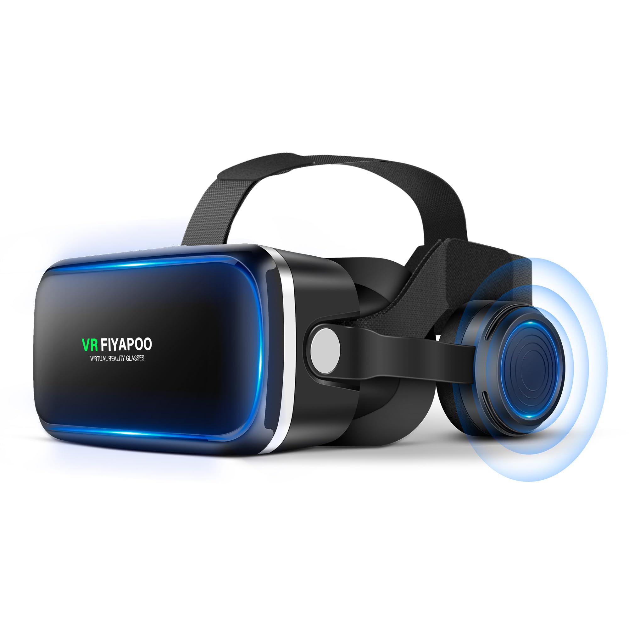 Casque VR HD Lunettes 3D avec Écouteurs Hi-Fi Intégrés pour Téléphone Android iPhone 4,7-6,6 Pouces