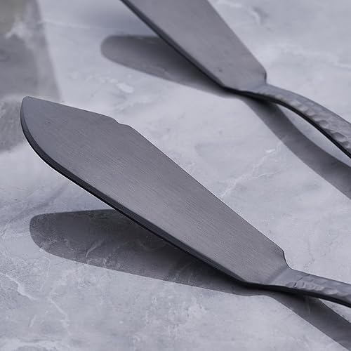 Miniatura 8 de Juego de Servir Grande de Acero Inoxidable, Negro Mate - Set de 5 Piezas Incluye Cuchara, Cuchara Ranurada, Tenedor, Servidor de Pastel y Cuchillo