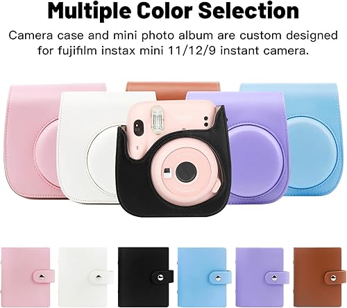 Miniatura 6 de Funda protectora para cámara instantánea Fujifilm Instax Mini 11 12 9, piel sintética de alta calidad con correa extraíble, funda para cámara con
