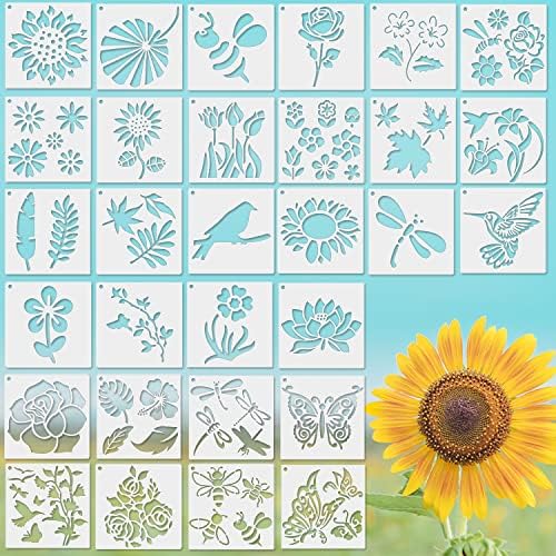 60 Reusable Flower Stencils for Painting on Wood and Canvas
