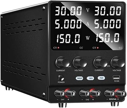 DC Laboratory Power Supplies Dual Channel DC Power Supply Adjustable Variable Lab Multiple Output Bench Source Series Parallel Connection Voltage Regulator30V 5A-2 Channel,220V