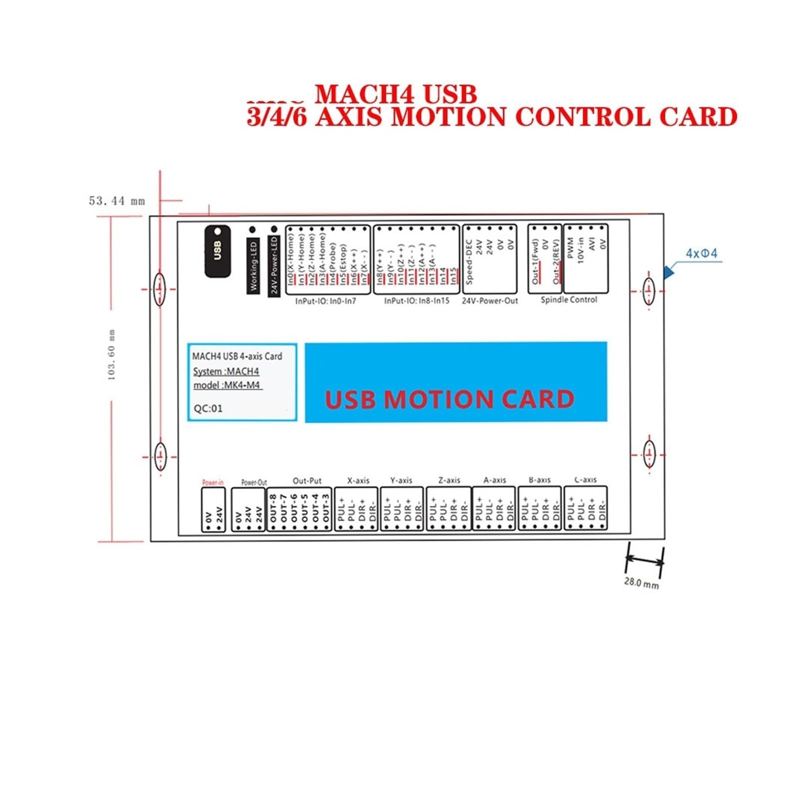 CNC-Steuerung, Mach4 Motion Control Karte Cnc Controller USB 3/4/6 Achsen MK4 Gravur Maschine CNC Bearbeitung Zentrum für CNC-Fräser, Drehmaschine(3AXIS)