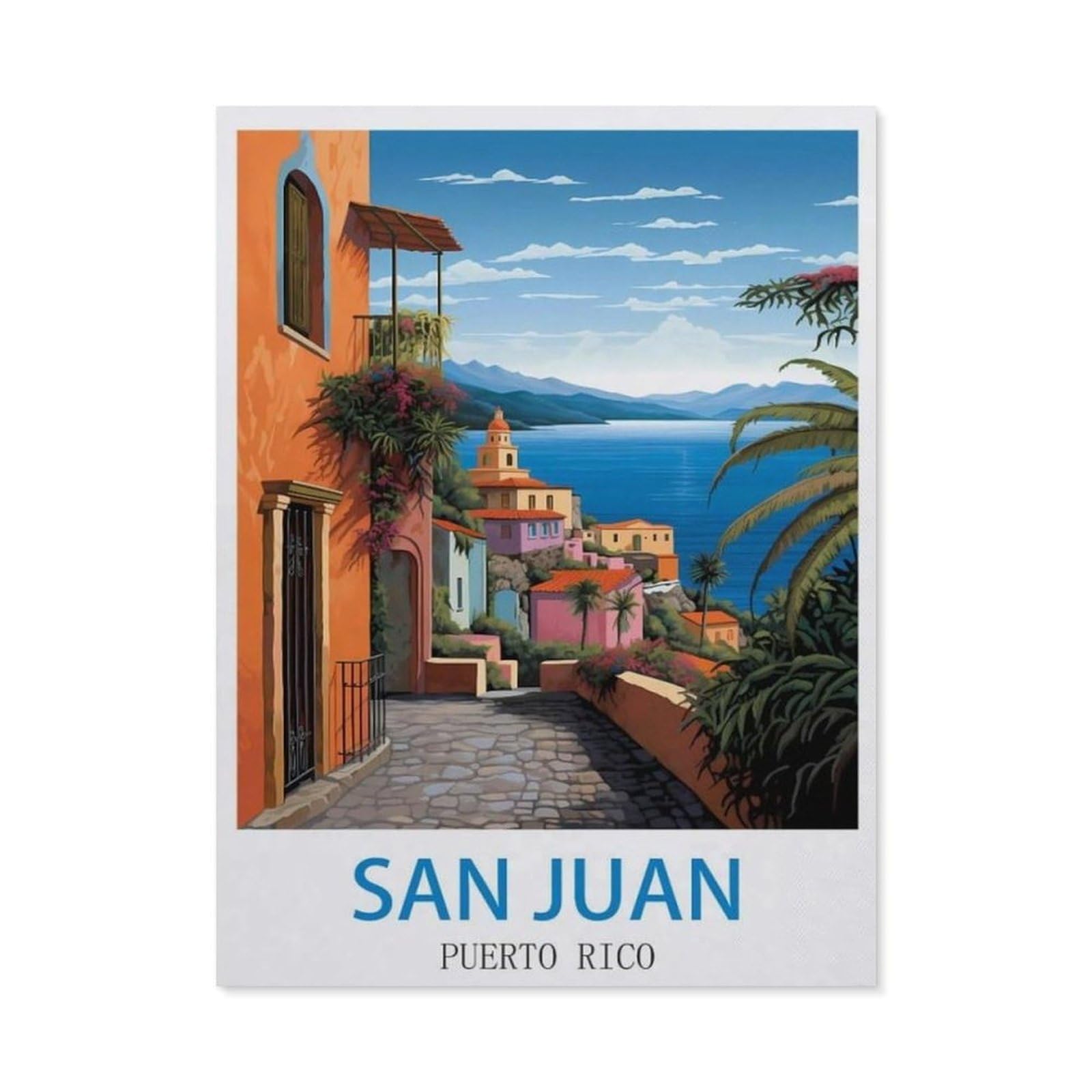BEAYODKP Diamond Painting，San Juan Puerto Rico，Diamond Painting Art Embroidery Cross Stitch Pictures Gift Wall Decoration（50 x 60 cm/19.68 x 23.62 inches）-CM90