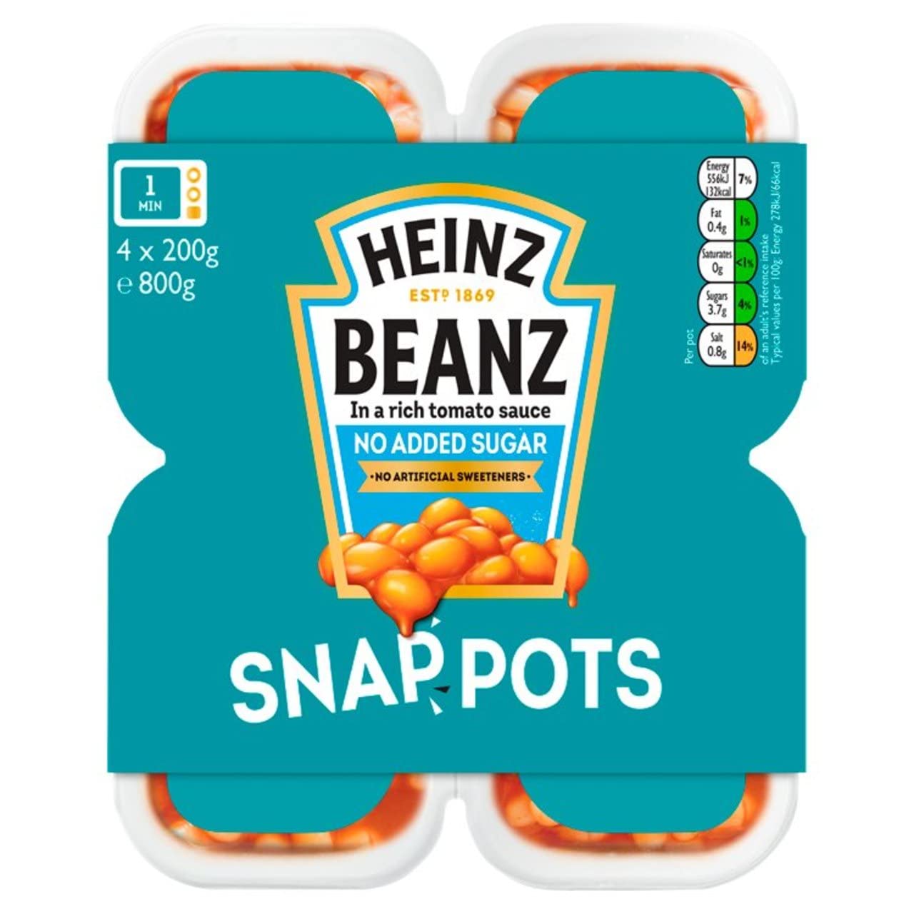 HEINZBaked Beans No Added Sugar Snap Pots 4 x 200 g