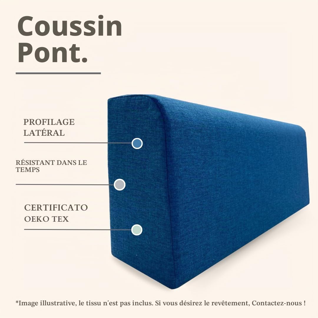 TENDAGGIMANIA Coussin Dossier Canapé Lit Mesure 200 CMx40x25CM - Gros Coussin de Lecture Rembourrage en polyuréthane Haute densité Blanc