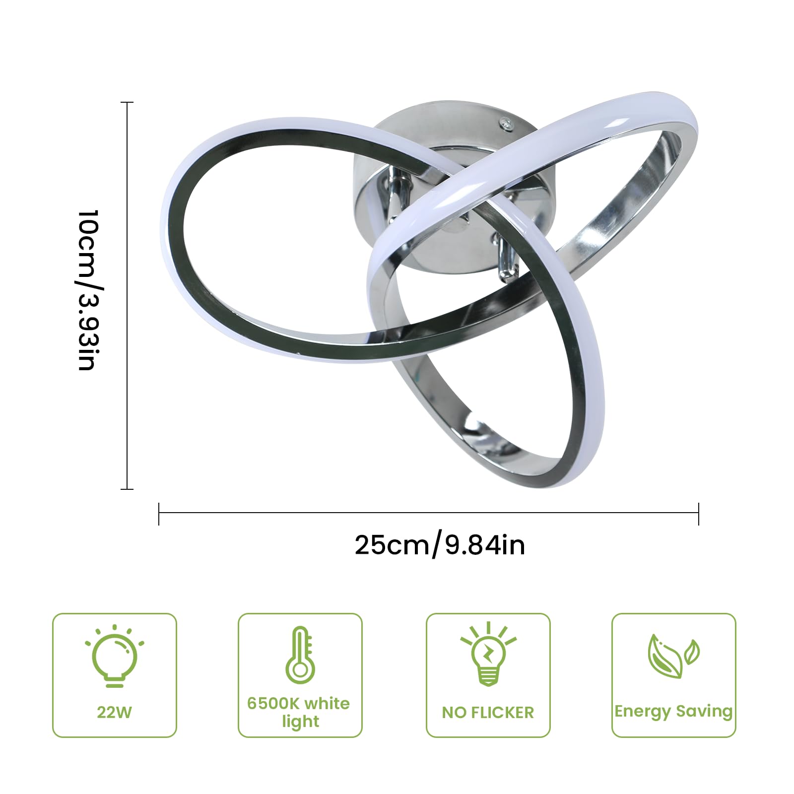 Comely LED Plafoniera Moderna, 22W Plafoniera a Fiore, Lampada da Soffitto Alluminio Argento per Soggiorno Camera da letto Corridoio Cucina, bianco 6500K