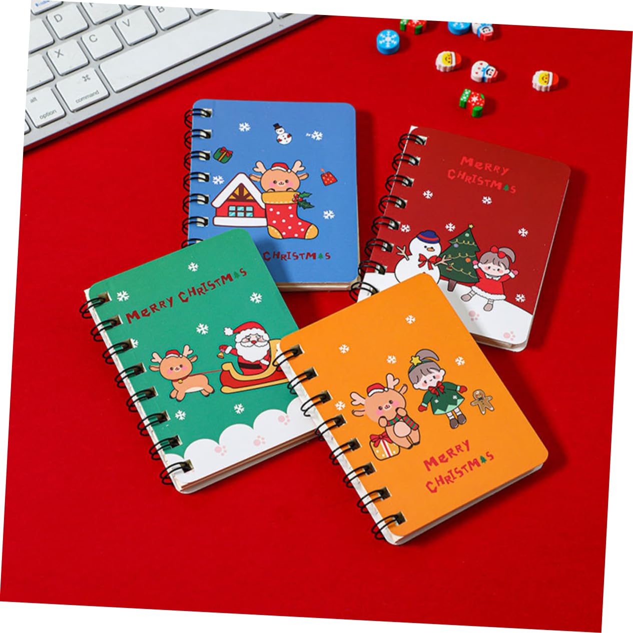 NUOBESTY 5 Ensembles Notes D'étude De Noël Carnet De Noël Cahier À Spirale Mignon Mini Cahiers En Vrac Onglets Mensuels Stickers Cahier Journal De Noël Mini-bloc-notes Papier 4 Pièces * 5