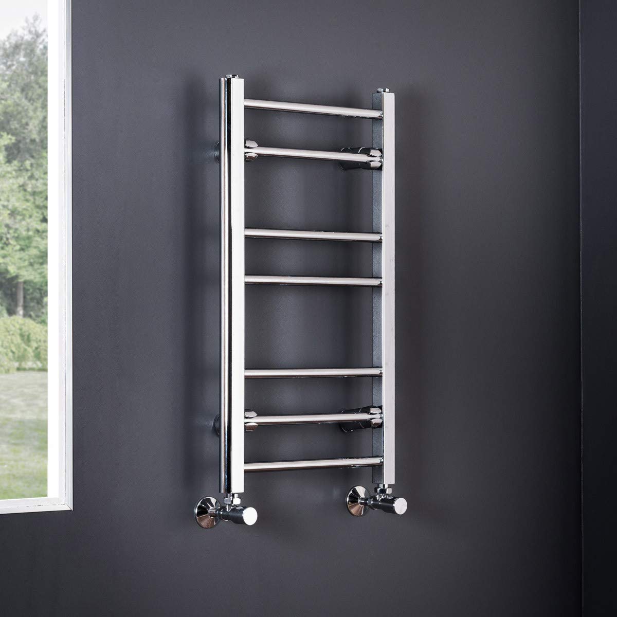 NRG Straight Bathroom Heated Towel Warmer Radiator Rail Central Heating Rad Ladder 700 x 400mm Chrome