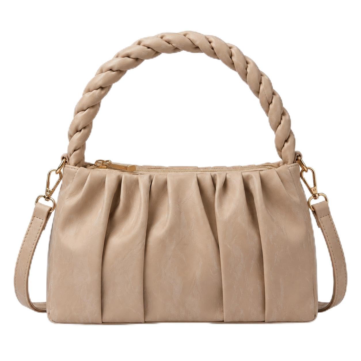 Luxury Genuine Leather Satchel Bag for Women | Elegant Shoulder Handbag with Gold Metal Handle & Accents | Classic Designer Top-Handle Tote Bag, Crossbody Purse for Work, Weddings, & Evenings-picture-56