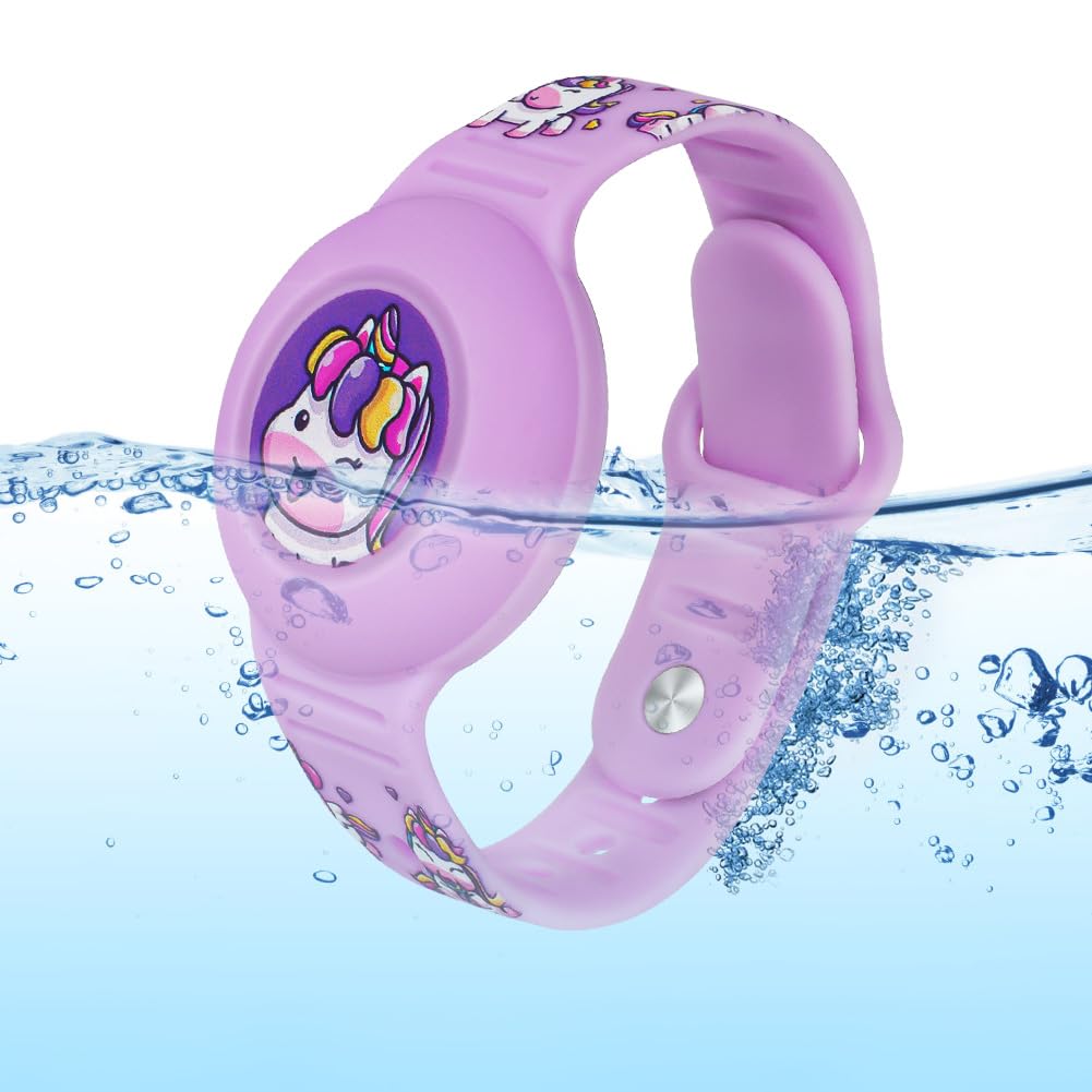 AXFEE Bracciale in Morbido Silicone per Bambini, 1 Pezzi Compatibile con Apple Airtag, Protettiva GPS Anti-Perso, Localizzatore di Monitoraggio Regolabile, Cinturino per Adolescenti Anziani, Viola - 5