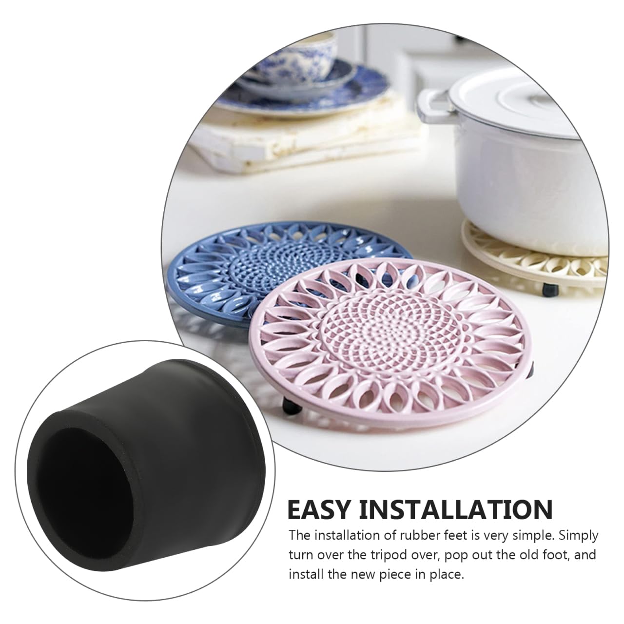 LALAFINA Anti-Slip Foot Covers Set for Furniture Pads Rubber Leg Protectors for Kitchen Trivet Feet and Placemat Protection Non-Slip Silicone Caps for Chair Legs Compact Durable Design - Image 4
