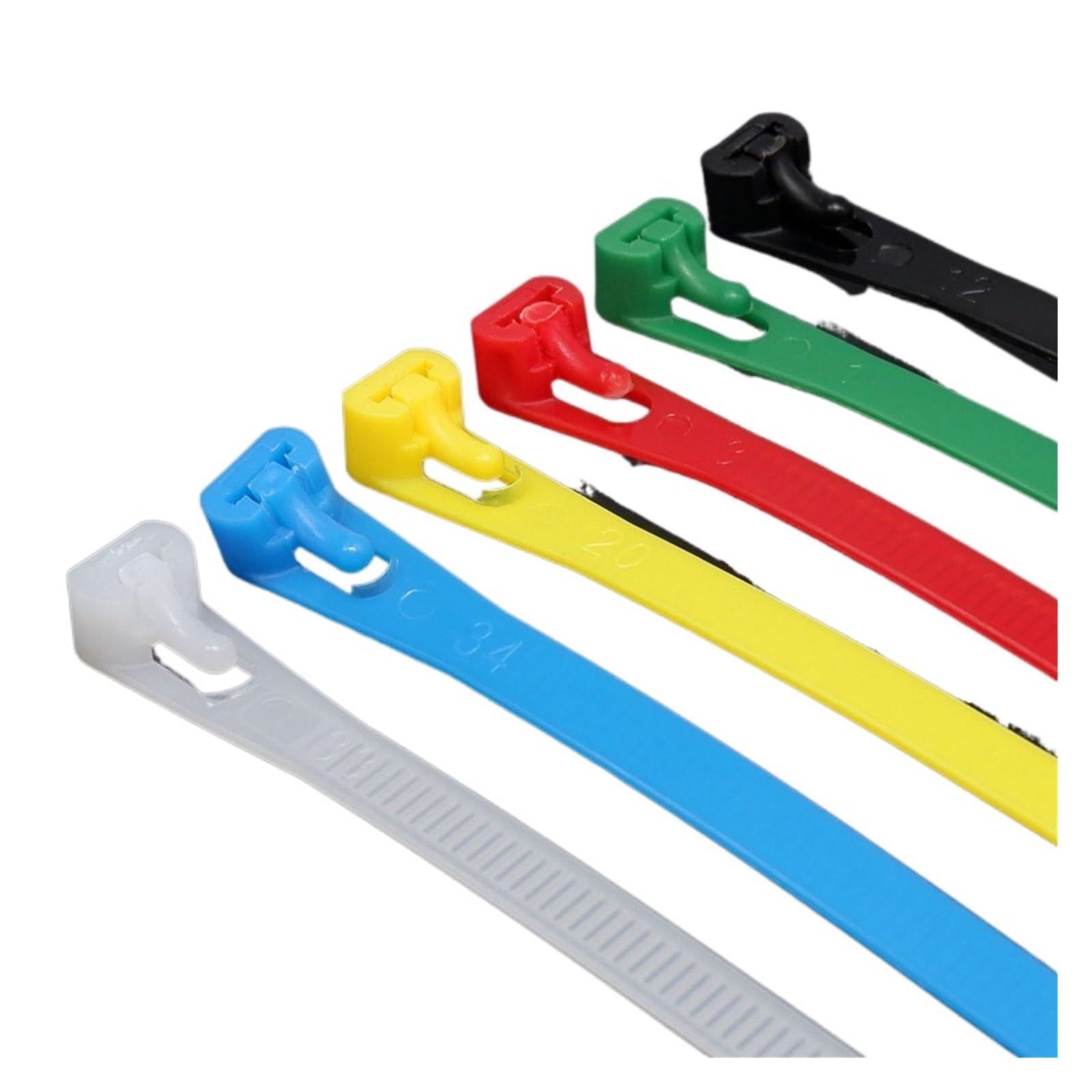Attaches de câble en plastique et Nylon réutilisables, 100 pièces, attaches de câble à fermeture éclair détachables, sangles de liaison, noir, blanc, rouge, jaune, vert, attache de jardin(Red,8x200mm)