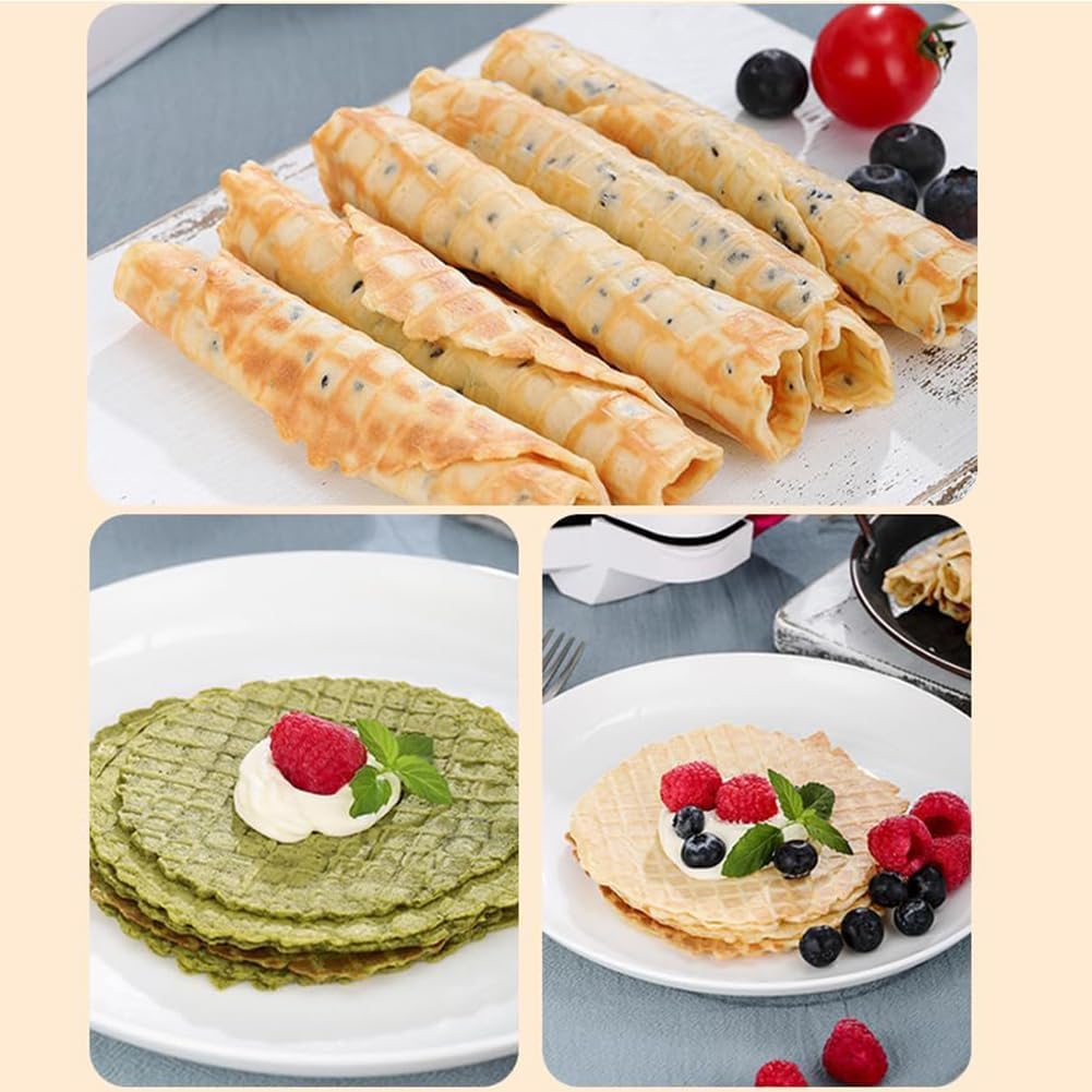 Maker di Cono di Waffle Elettrico - Riscaldamento a Doppia Faccia, 1000W, stampi antiaderenti in Acciaio Inossidabile da 7,5" - per Coni di Gelato, Dessert, panetteria Commerciale/casa