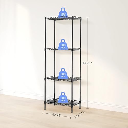 Miniatura 3 de ANTSKU Estantería de alambre de 4 niveles, estantes de alambre ajustables en altura, organizador de estante de almacenamiento de metal para