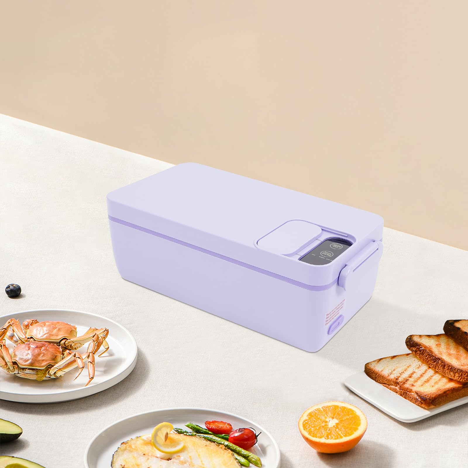 1L 40W Elektrische Lunchbox Tragbare Beheizbare Speisenwärmer Elektrische Beheizte Lunchbox mit Isolierter Tragetasche Touchscreen-Steuerung Warmhaltebehälter für Erwärmen Pasta, Steaks 23x12,5x9,5cm